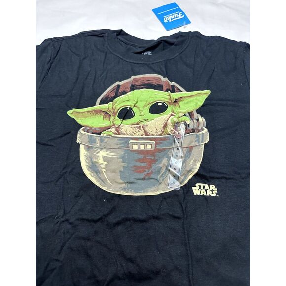 Star wars Men's Medium Tee The Mandalorian The Child Grogu black T-Shirt - Picture 3 of 8